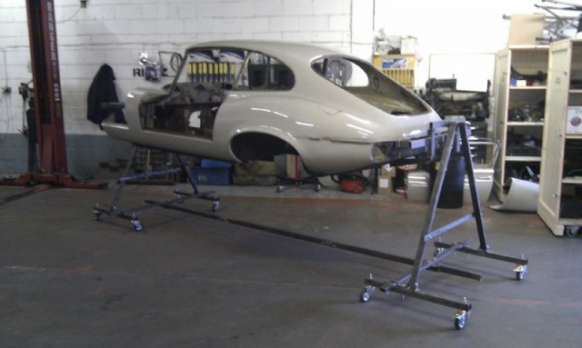 E type flat on jig & castors.jpg